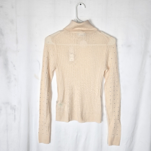J. Crew Featherweight Cashmere Turtleneck Sweater With Rhinestones Buttercream - Picture 7 of 14